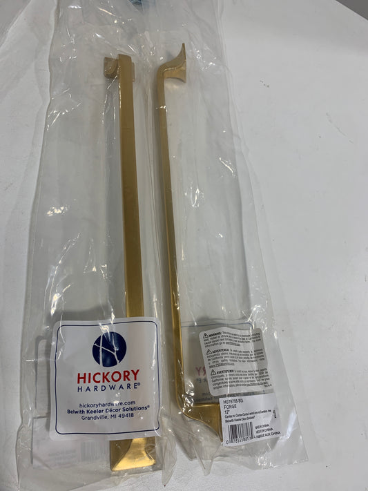 2 HICKORY HARDWARE Forge 12 in. (305 Mm) Brushed Golden Brass Cabinet Drawer and Door Pull