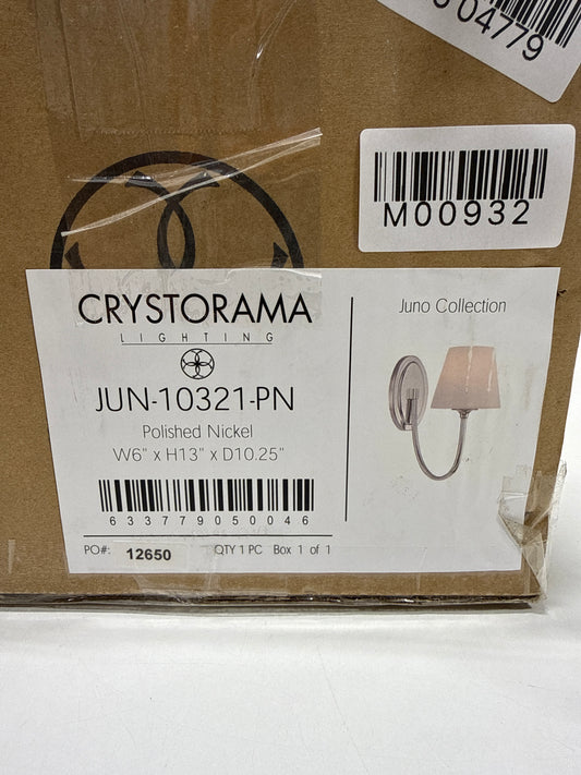 Crystorama Juno 1 Light Polished Nickel Wall Mount - 6 W X 13 H X 10.25 D