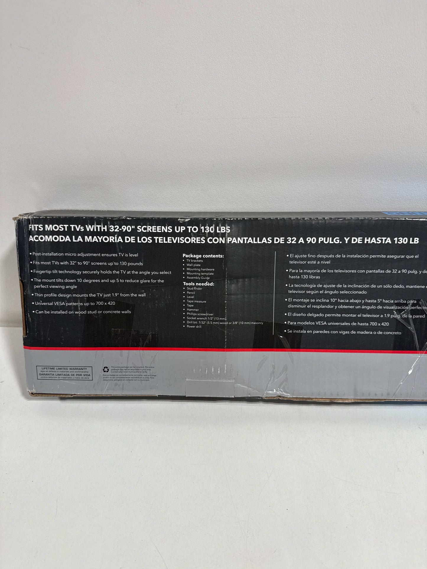 Rocketfish - Soporte de pared inclinable para TV para la mayoría de televisores de 32"-75" - Negro