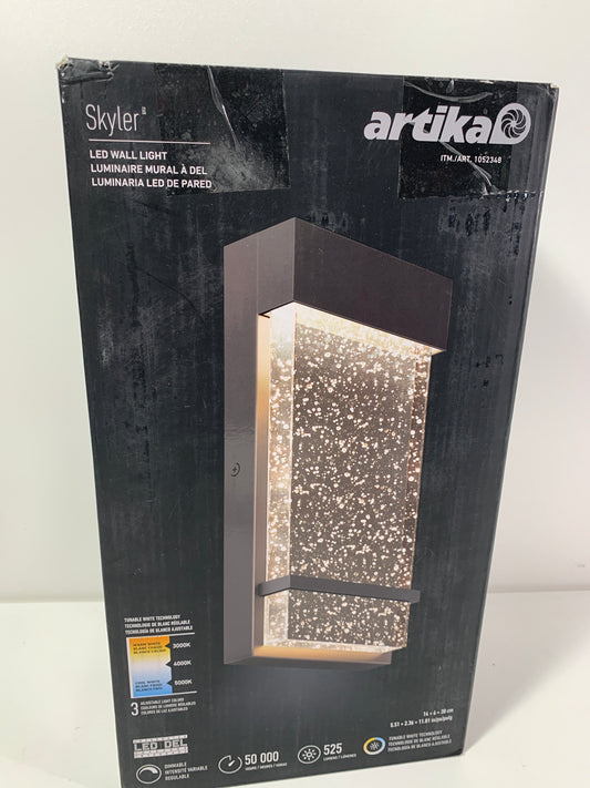 Skyler Black Modern 3 CCT Integrated LED Outdoor Hardwired Garage and Porch-Light Lantern Sconce