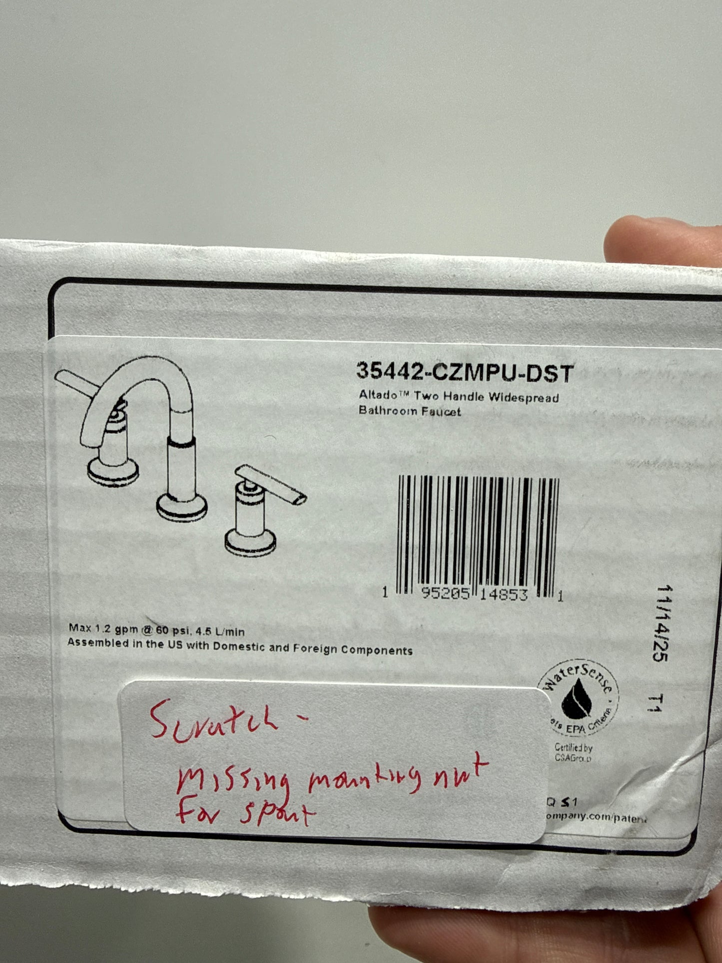 Scratch Missing Part Delta 35442-MPU-DST Altado 1.2 GPM Widespread Bathroom Faucet with Push Pop-up Drain Assembly Champagne Bronze