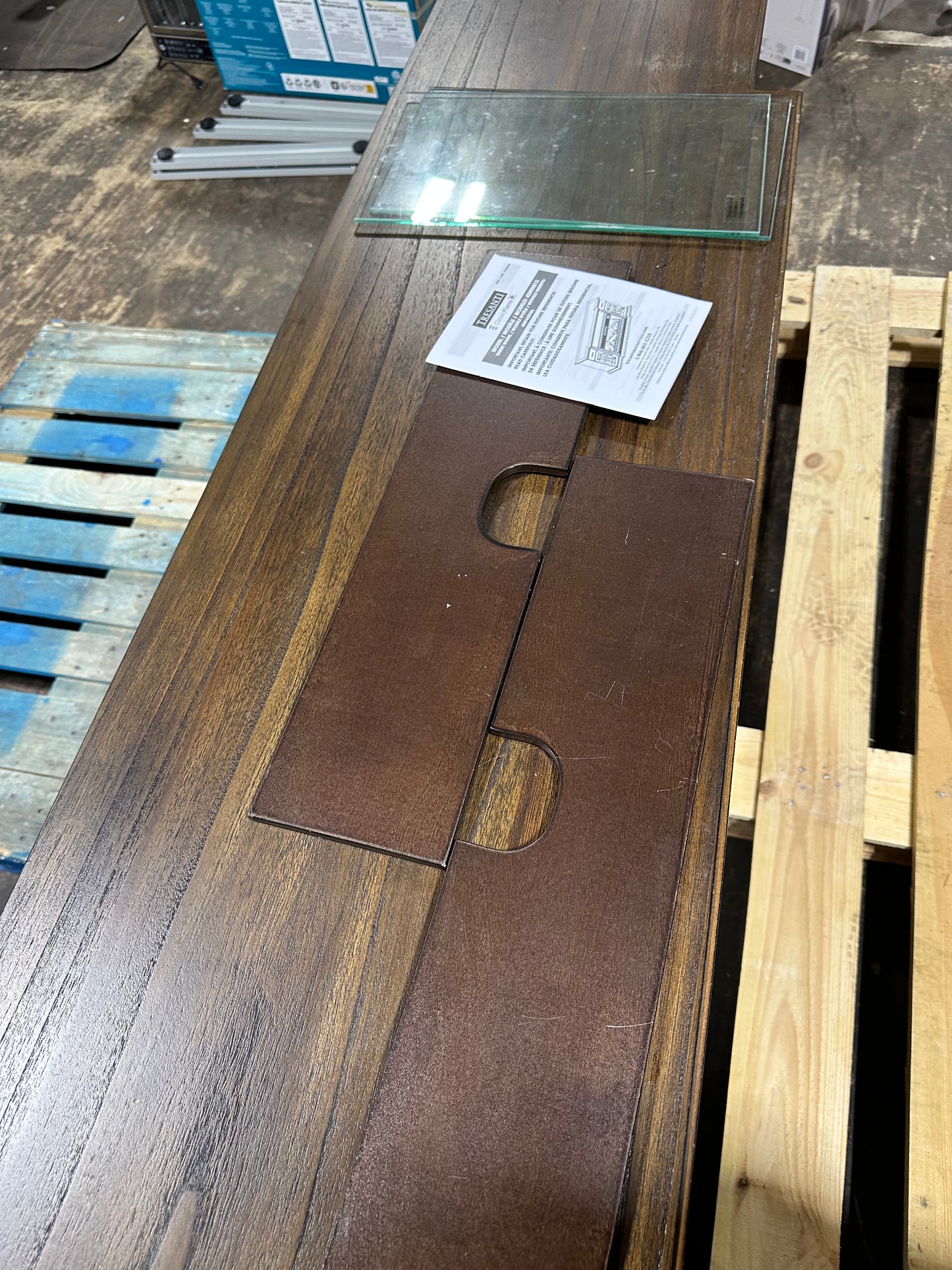 Used Tresanti Everett TV Console with ClassicFlame CoolGlow 2-in-1 Electric Fireplace and Fan