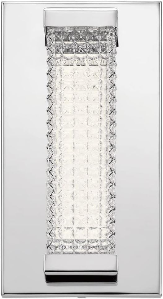 Elan Lighting 85081CH Ammiras - 5" 10.5W 1 LED Wall Sconce, Chrome Finish with Clear Textured Glass