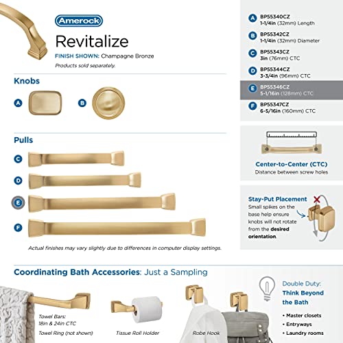 Amerock | Cabinet Pull | Champagne Bronze | 5-1/16 inch (128 mm) Center to Center | Revitalize | 1 Pack | Drawer Pull | Drawer Handle | Cabinet Hardware