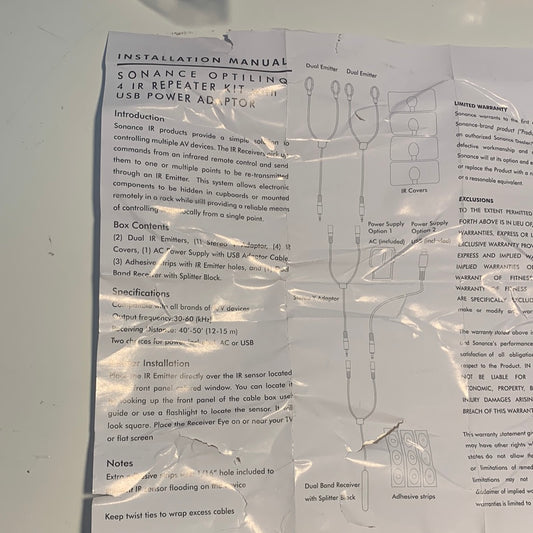 Sonance - Kit de repetidor IR OptiLinq 4 (cada uno) - Negro