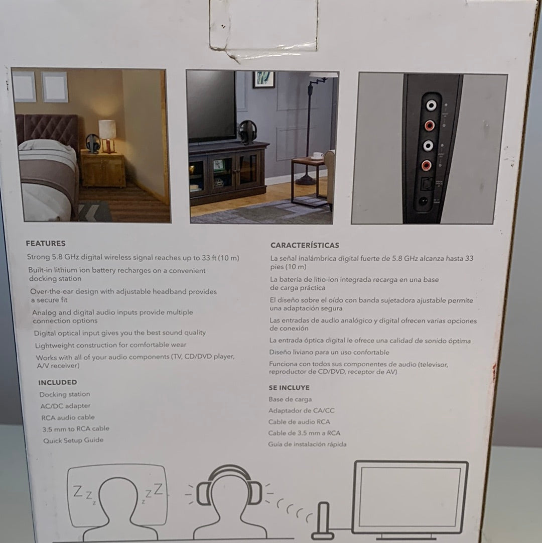 Insignia™ - RF Wireless Over-the-Ear Headphones - Black - *Headphones & Tech Accessories