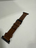 See Desc Scratched Nomad - Modern Leather Watch Strap for Apple Watch 42mm and 44mm - Brown with black lugs