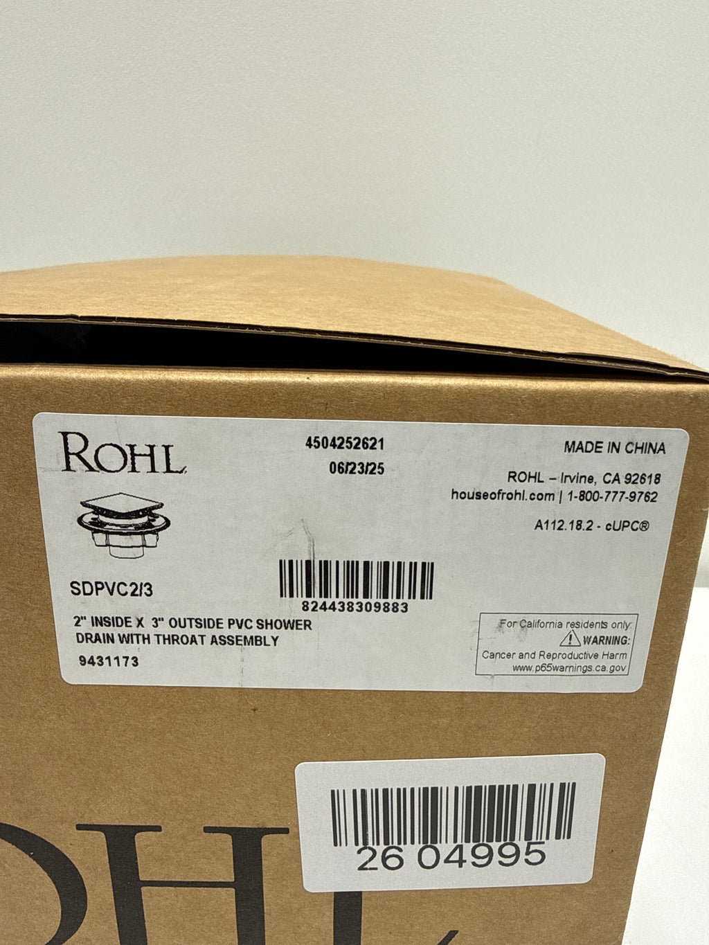 Rohl PVC 2" X 3" Spa Shower Drain Kit with Weave Decorative Cover Model: SDPVC2/3-3142I