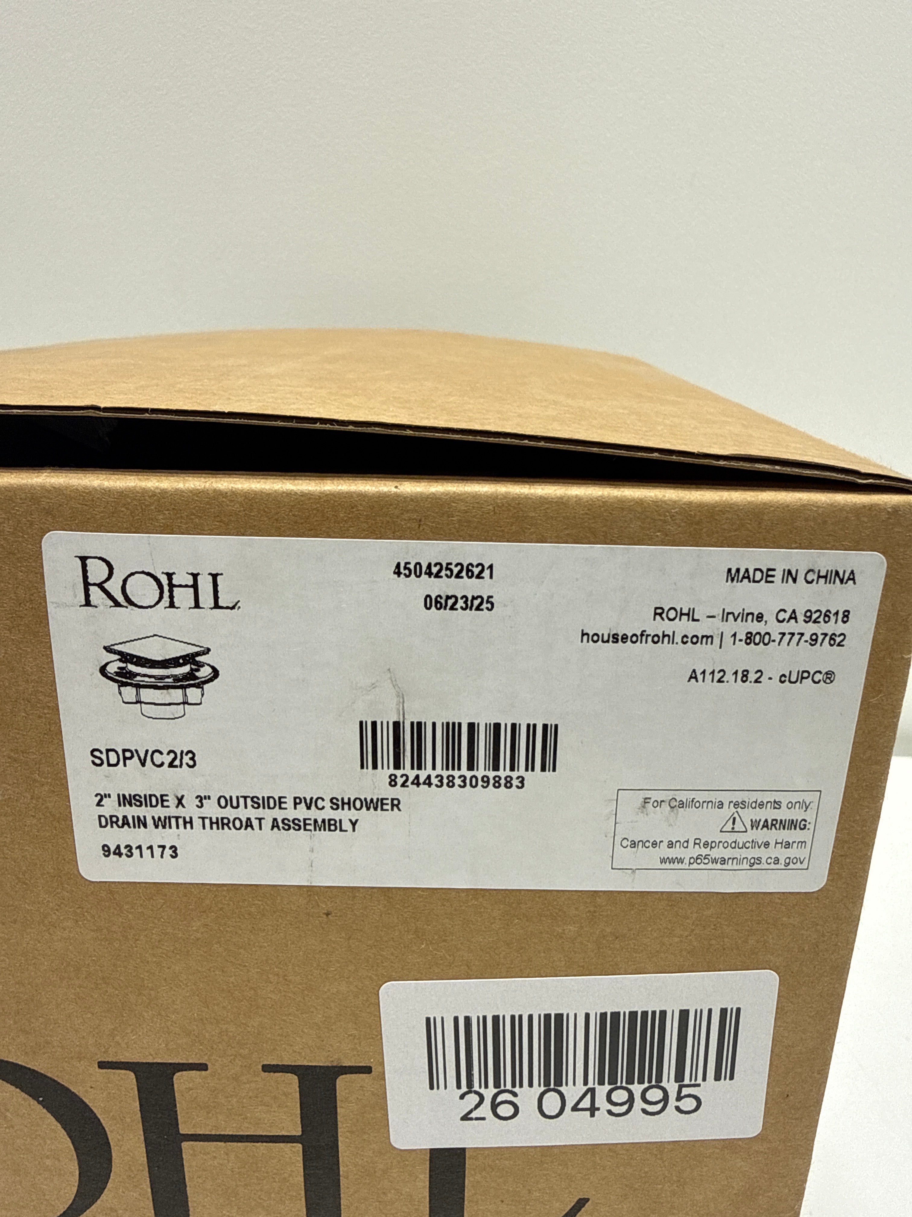 Rohl PVC 2" X 3" Spa Shower Drain Kit with Weave Decorative Cover Model: SDPVC2/3-3142I