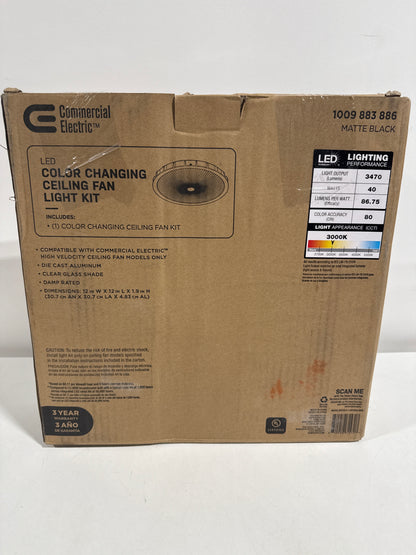 3470 Lumen LED High Velocity Matte Black Ceiling Fan Integrated Light Kit with CCT (40-Watt)