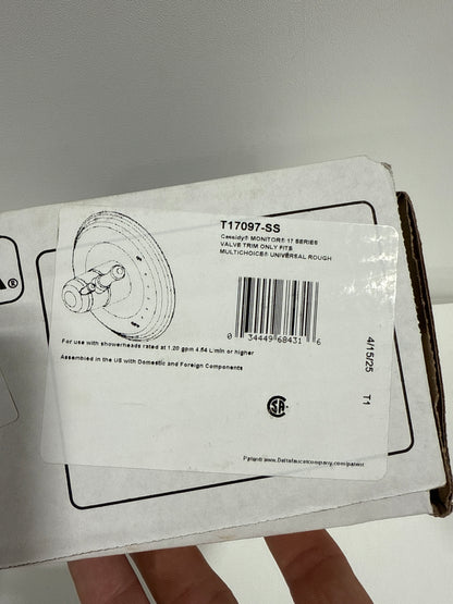 Delta Cassidy MonitorÂ® 17 Series Valve Only Trim in Stainless T17097-SS