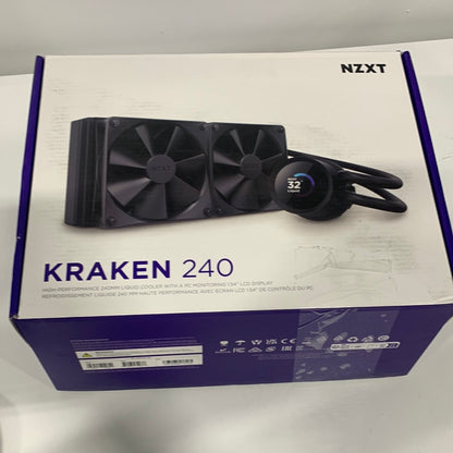 NZXT - Kraken 240 - 120mm Fans + AIO 240mm Radiator Liquid Cooling System with 1.54" LCD Display and F Series Fans - Black