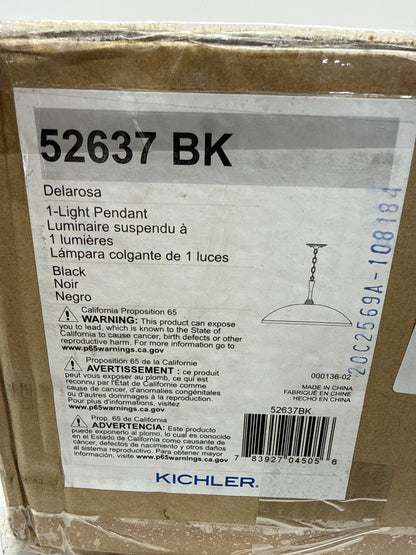 Kichler Delarosa 1-Light Pendant, Updated Traditional Light in Black and Champagne Bronze