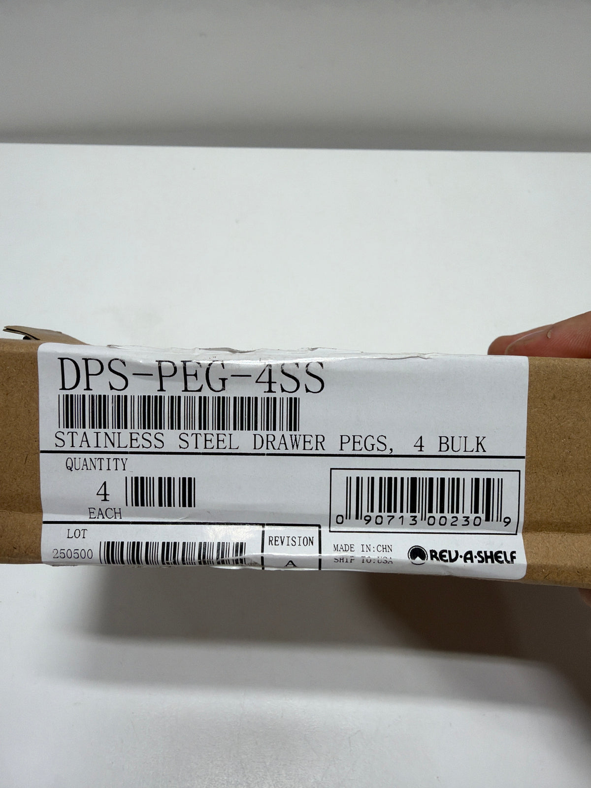 Rev-a-Shelf DPS-PEG-4 Wood Classics 6" Stainless Steel Pegs for Wood Peg Boards - Pack of 4 Stainless Steel Kitchen Organizers Accessories and Parts