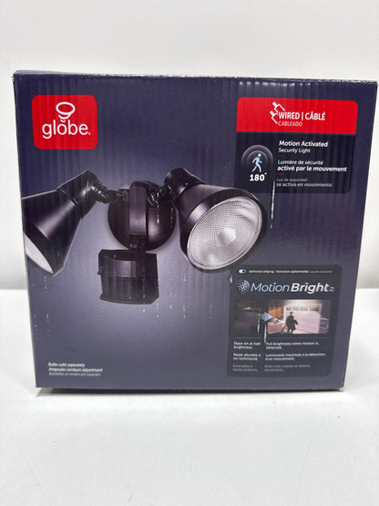 Globe Electric 17000140 180-Degree 240 W Twin Head Black Hardwired Motion Sensor Security Flood Light with MotionBright
