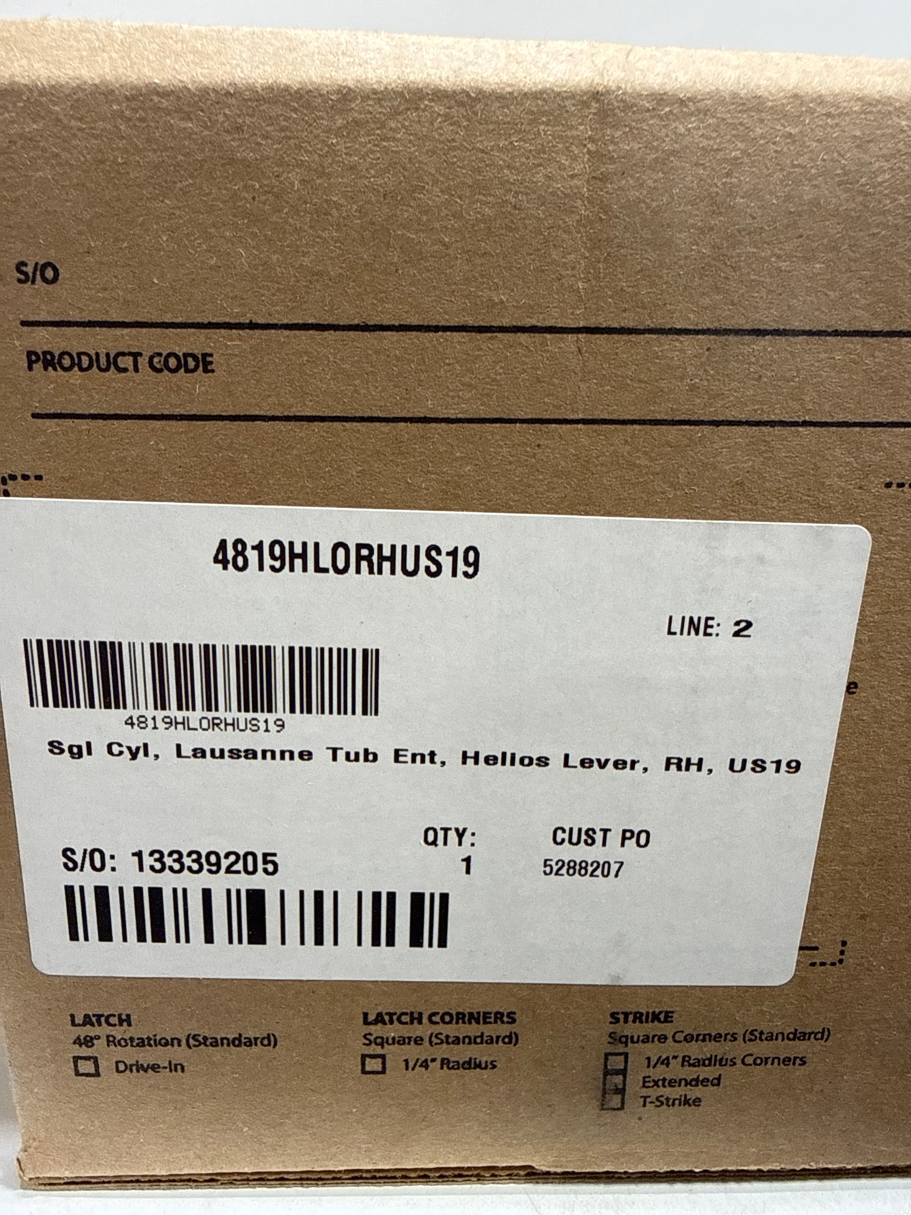 Emtek Single Cylinder Lausanne Handleset with Helios Right Handed Lever in Flat Black