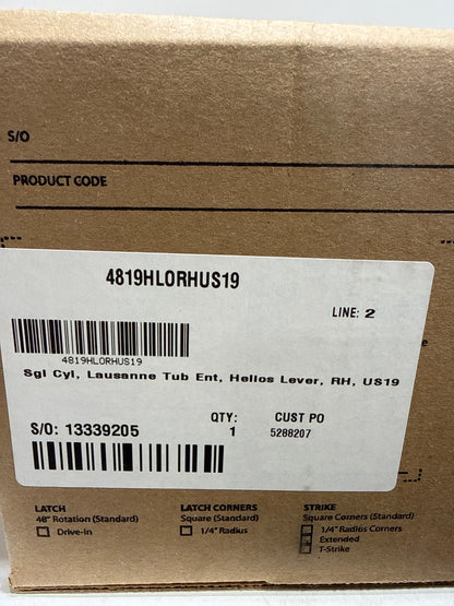 Emtek Single Cylinder Lausanne Handleset with Helios Right Handed Lever in Flat Black