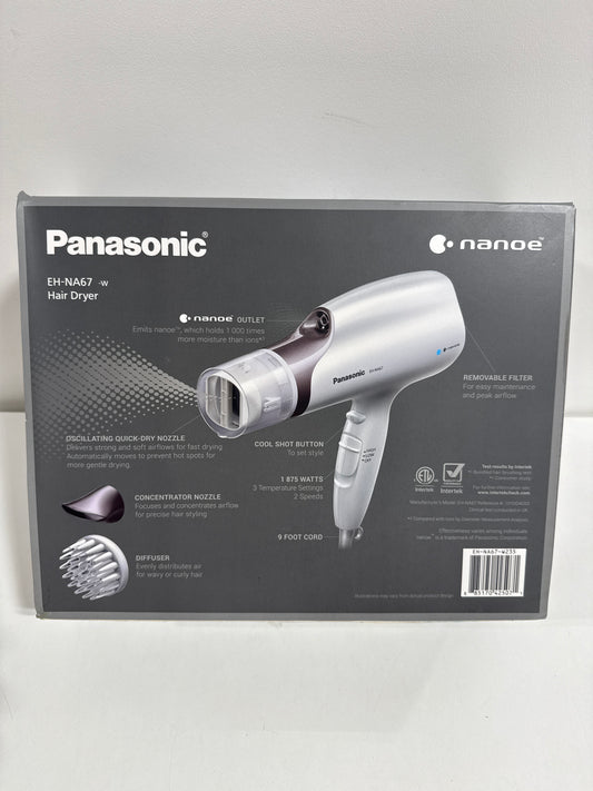 Panasonic - EH-NA67-W Nanoe Hair Dryer with Oscillating QuickDry Nozzle