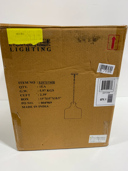 HomePlace by Capital Lighting 325717MB Elijah 1 Light 12 Inch Matte Black Pendant Ceiling Light