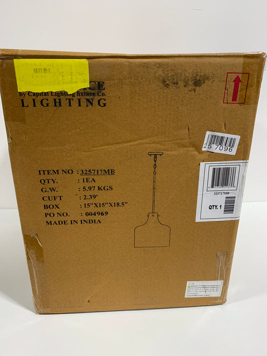 HomePlace by Capital Lighting 325717MB Elijah 1 Light 12 Inch Matte Black Pendant Ceiling Light