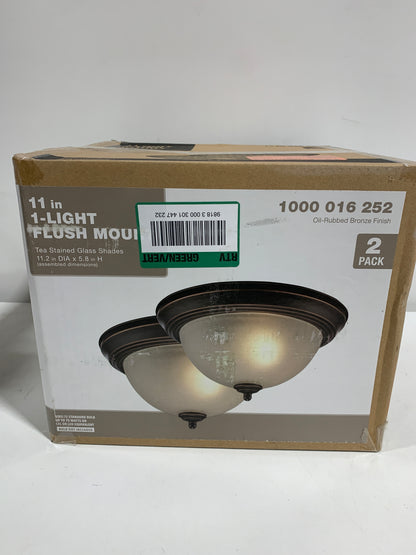 11 in. 1-Light Oil Rubbed Bronze Flush Mount (2-Pack)