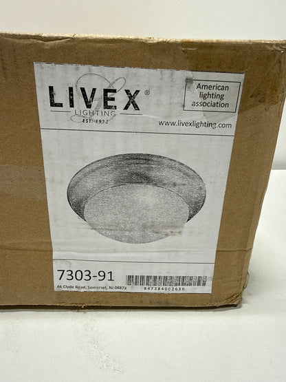 Livex Lighting Omega 2-Light Brushed Nickel Ceiling Mount - Brushed Nickel - 14 Dia. X 4.75 H
