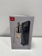 Brockton 5 in. 1-Light Matte Black Wall Sconce with Matte Brass Accent and Clear Glass Shade for Bedroom,Dining Room