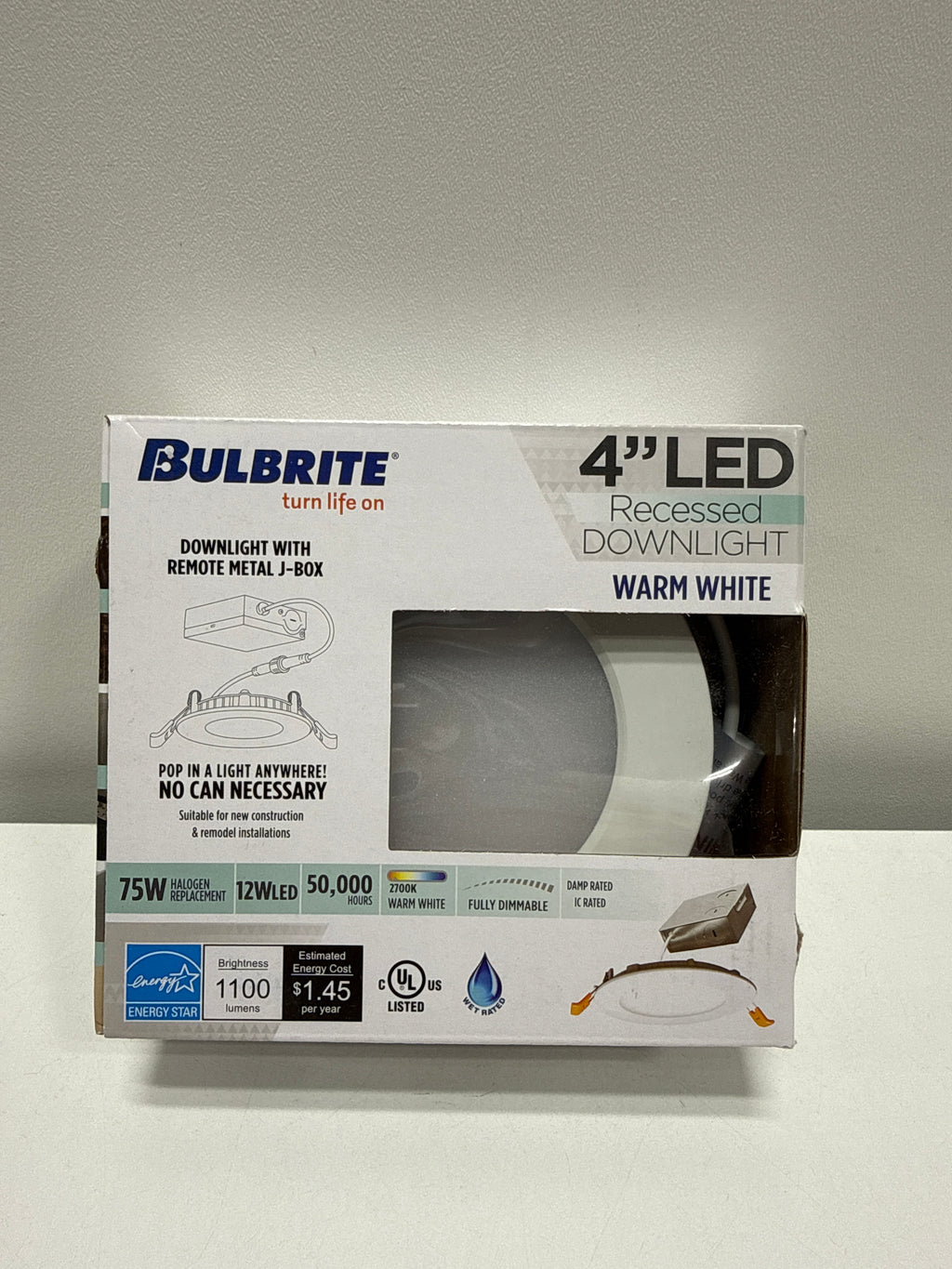 Bulbrite 773215 - LED12JBOXDL/4HL/827/WHRD/D LED Recessed Can Retrofit Kit with 4 Inch Recessed Housing