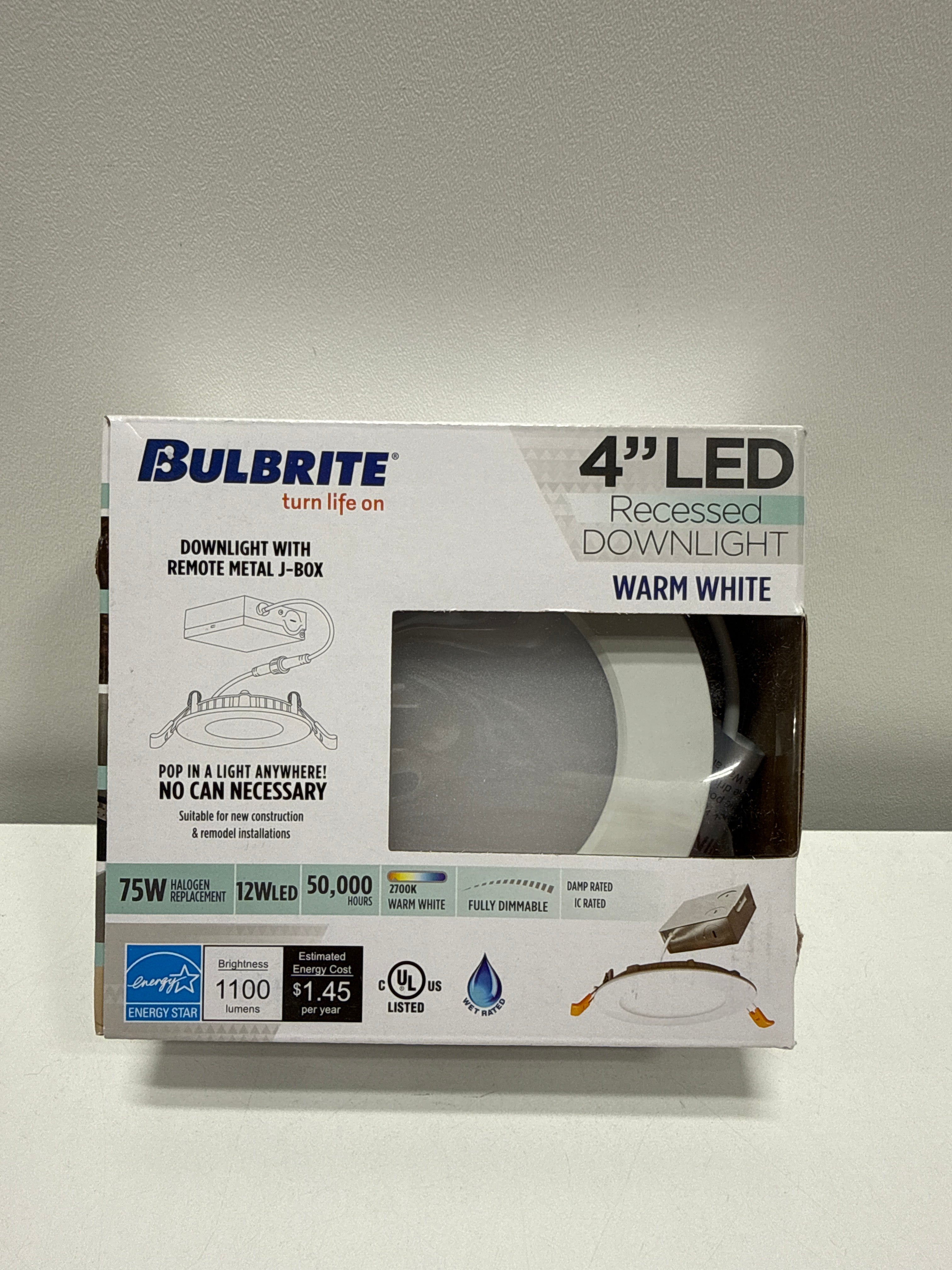 Bulbrite 773215 - LED12JBOXDL/4HL/827/WHRD/D LED Recessed Can Retrofit Kit with 4 Inch Recessed Housing