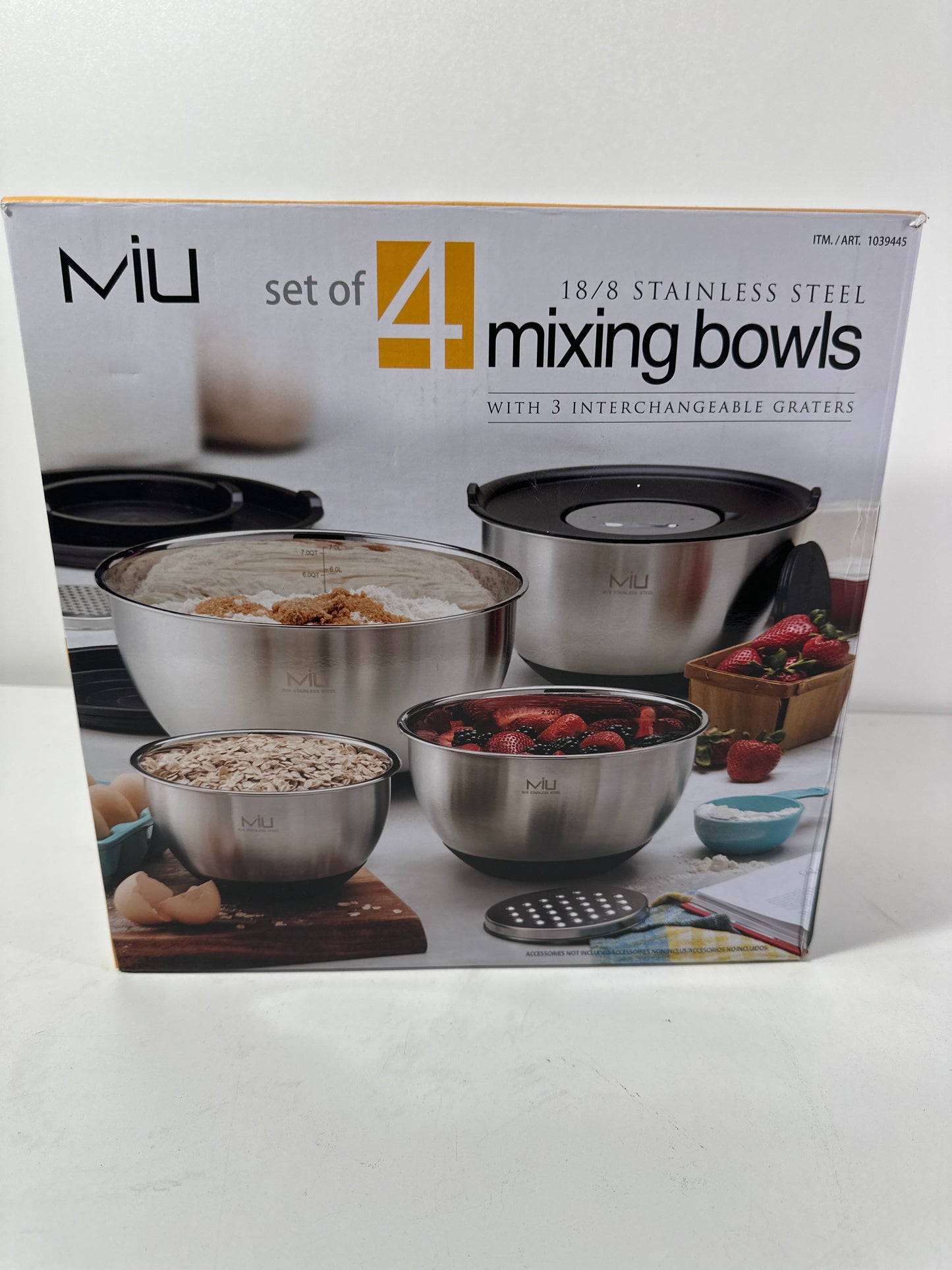 See Desc MIU Stainless Steel Mixing Bowl with Graters, Set of 3