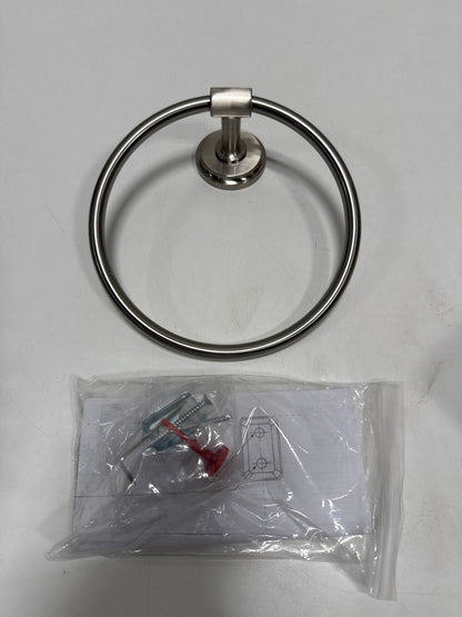 Hickory Hardware H079278 Piper 6-1/2" Wall Mounted Bathroom Kitchen Towel Ring Satin Nickel