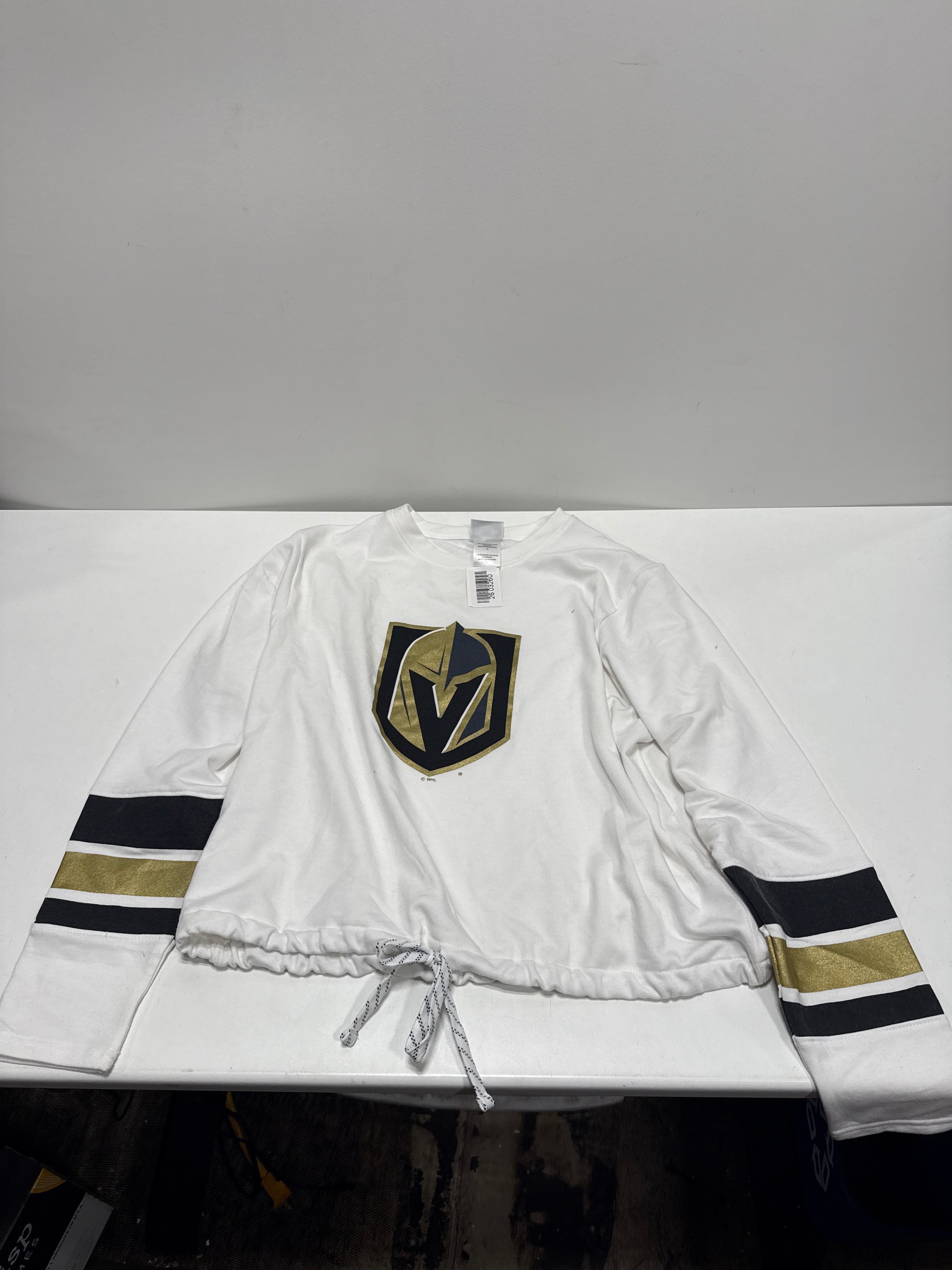 NHL Vegas Golden Knights Women's White Long Sleeve Fleece Crew Sweatshirt - L
