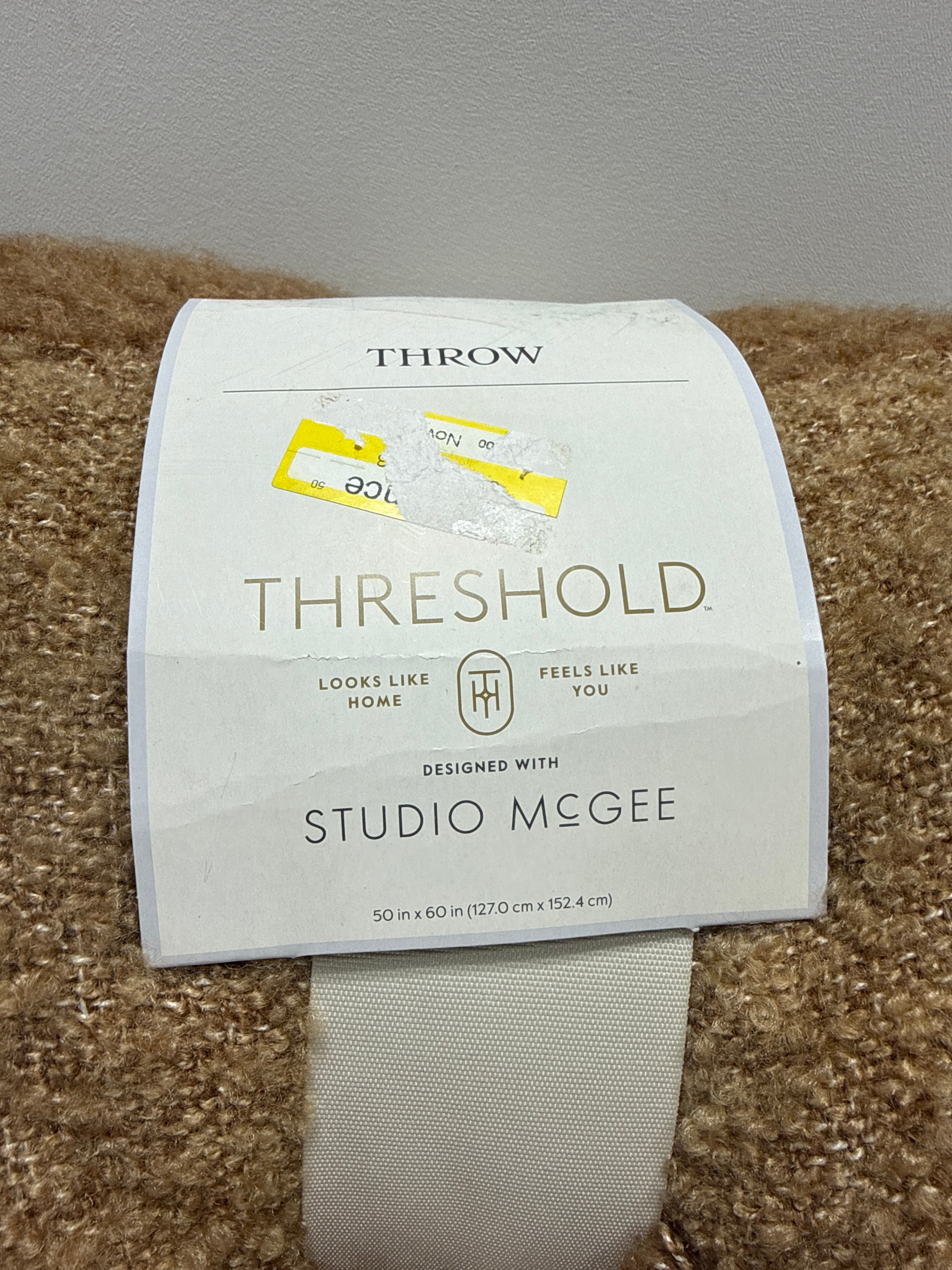50’’x60’’ Tonal Woven Boucle Throw Blanket Tan - Threshold Designed with Studio McGee - *Bedding