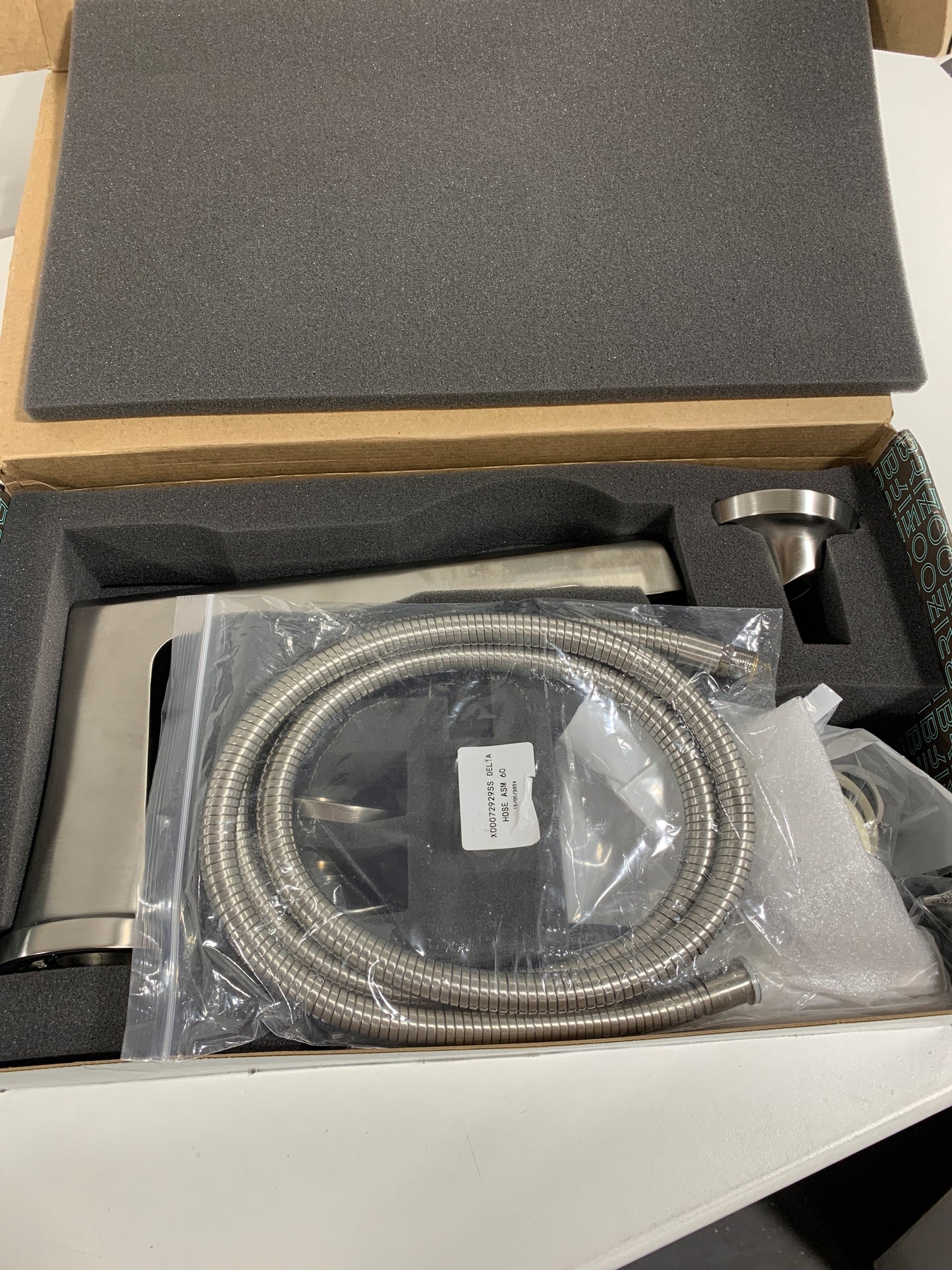 Brizo T67498-LHP Levoir Deck Mounted Roman Tub Filler with H2Okinetic Technology and Handshower - Less Handles Luxe Nickel Faucet Roman Tub Double