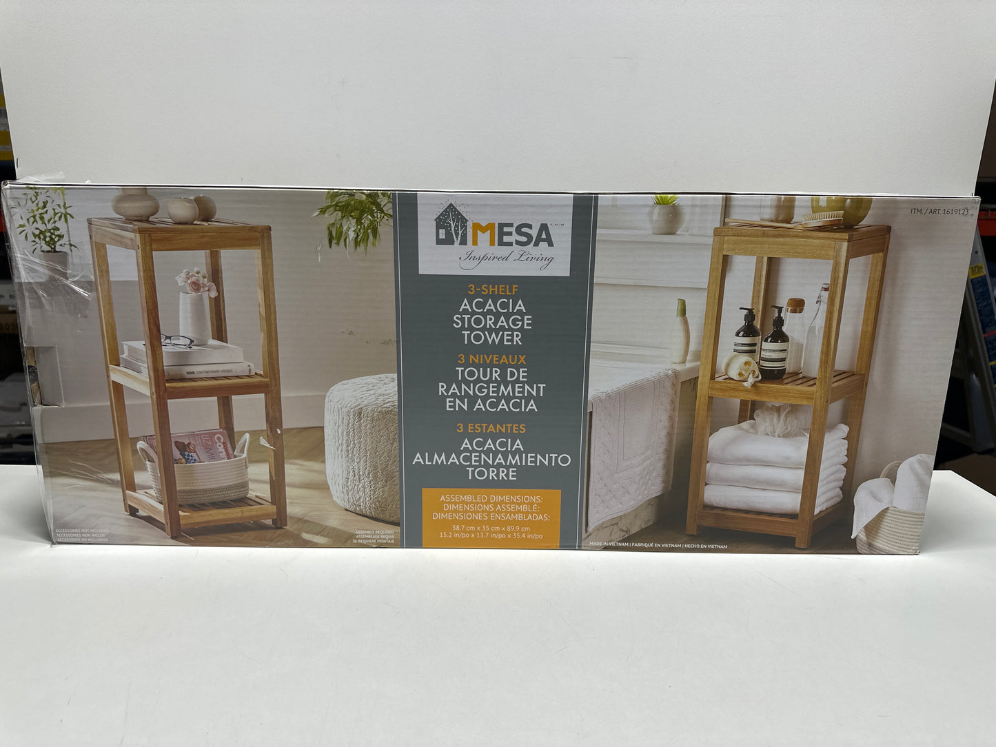 Mesa 3 Shelf Acacia Storage Tower Storage Shelf