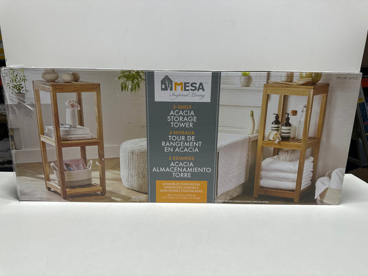 Mesa 3 Shelf Acacia Storage Tower Storage Shelf