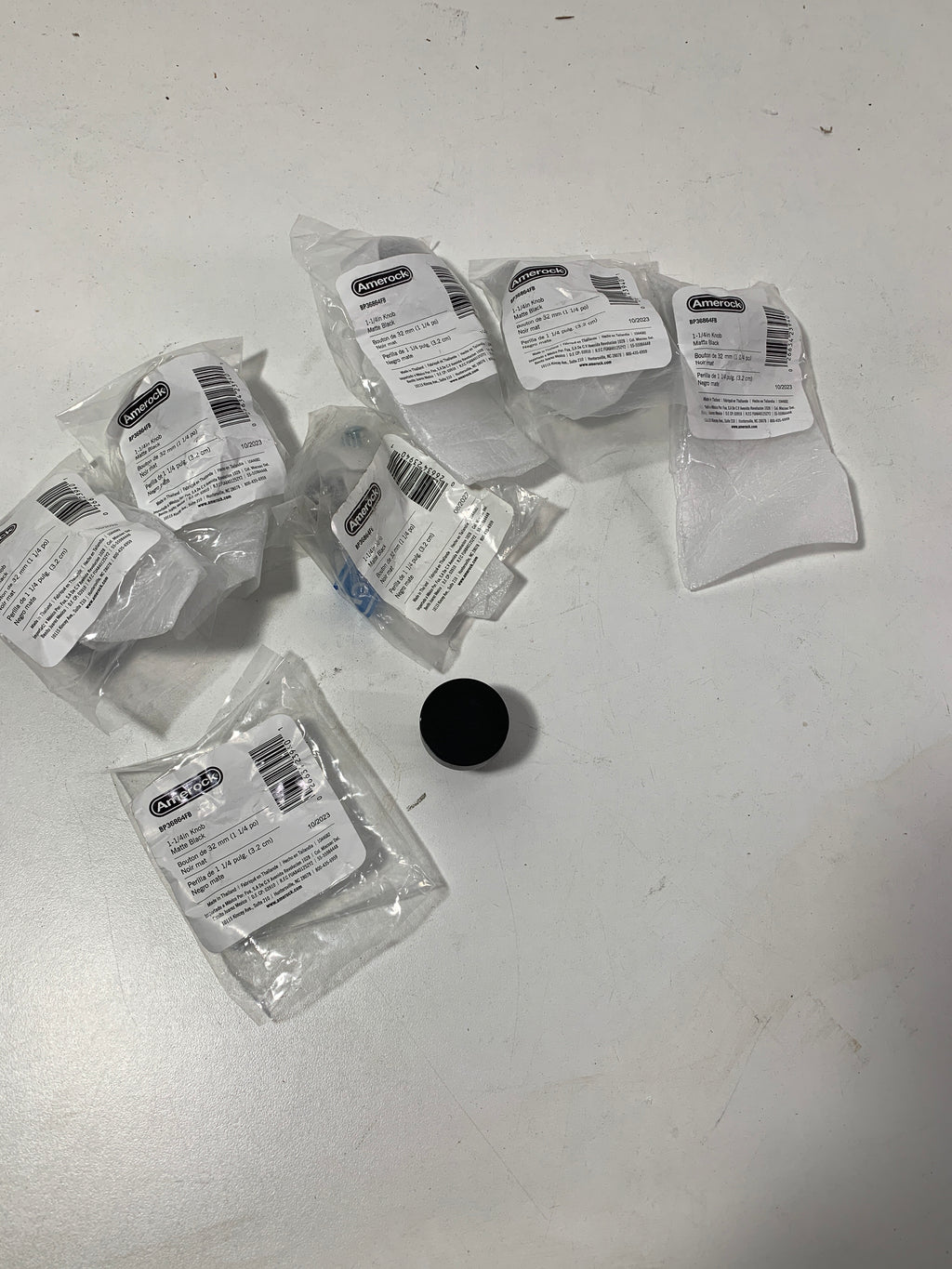 7 - See Desc Radius 1-1/4 in. (32mm) Modern Matte Black Round Cabinet Knob - *Tools Hardware & Misc