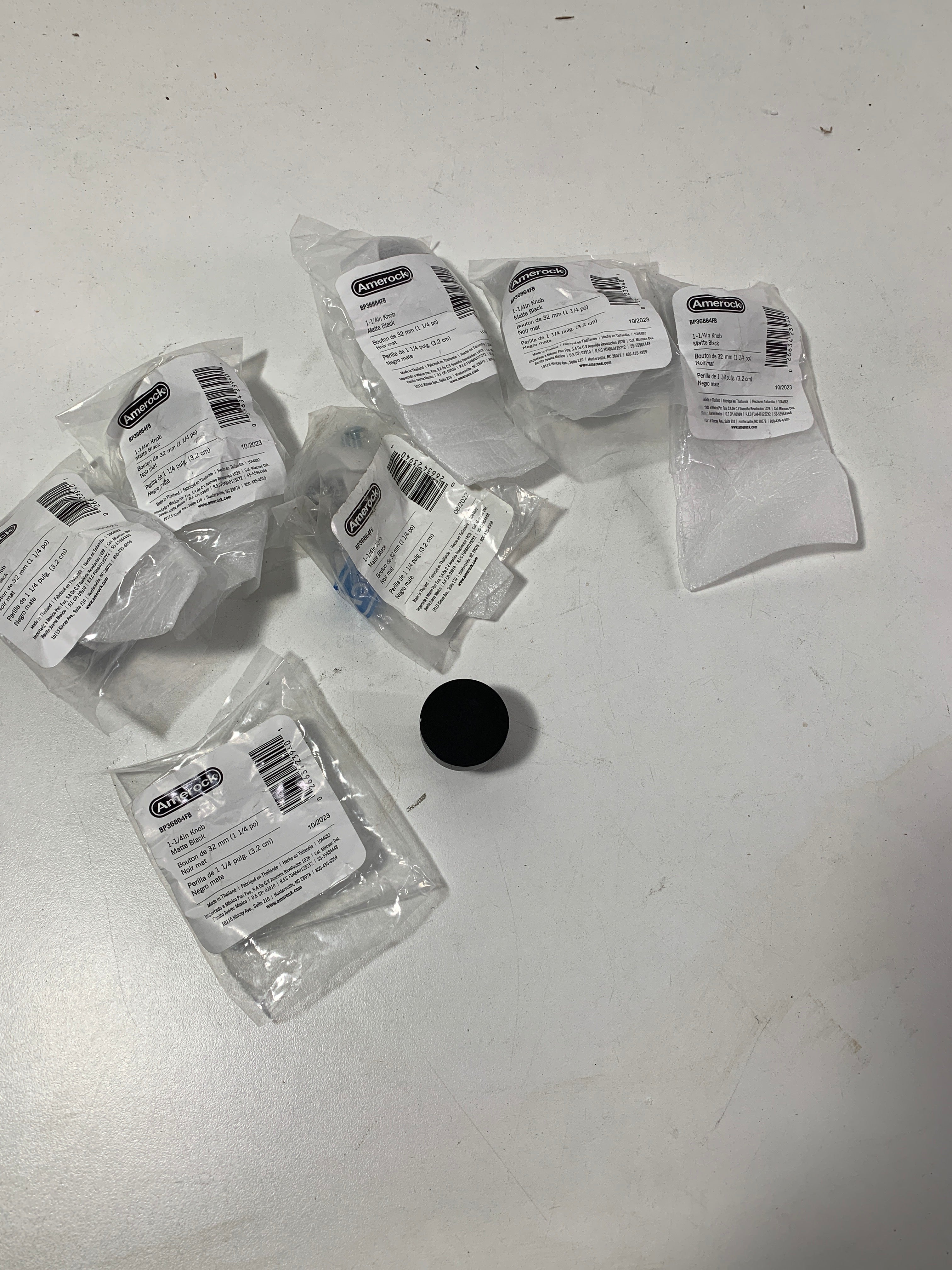 7 - See Desc Radius 1-1/4 in. (32mm) Modern Matte Black Round Cabinet Knob - *Tools Hardware & Misc