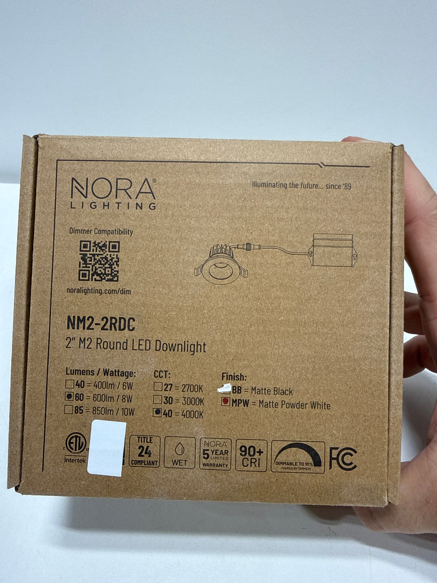 Nora Lighting NM2-2RDC6040MPW Nora Lighting NM2-2RDC6040 M2 LED Canless Recessed Fixture 2" Reflector Trim - IC Rated and Airtight - 4000K - 600 Lumens