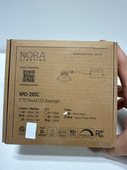 Nora Lighting NM2-2RDC6040MPW Nora Lighting NM2-2RDC6040 M2 LED Canless Recessed Fixture 2" Reflector Trim - IC Rated and Airtight - 4000K - 600 Lumens