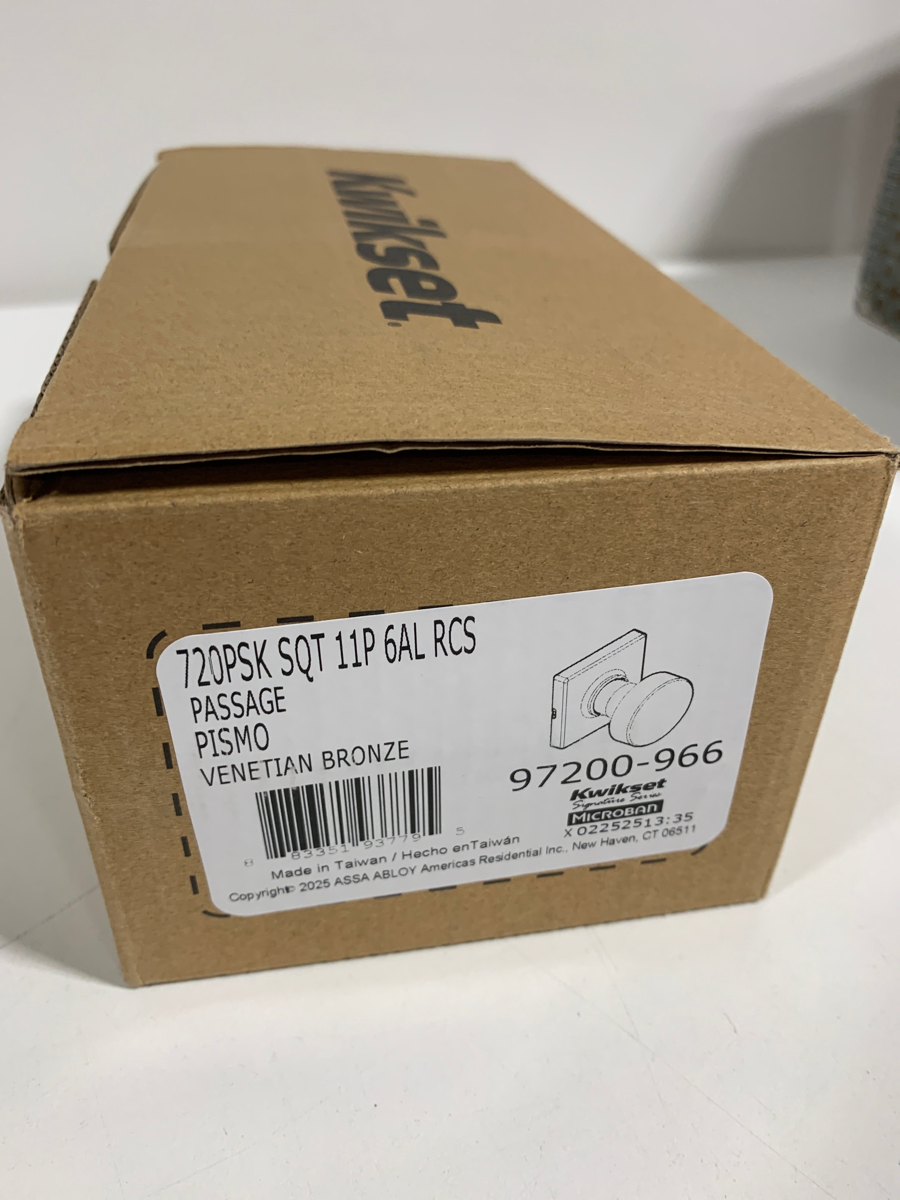 Kwikset Pismo Passage Door Knobset with Square Rose - Venetian Bronze - 720PSKSQT-11P - *Tools Hardware & Misc