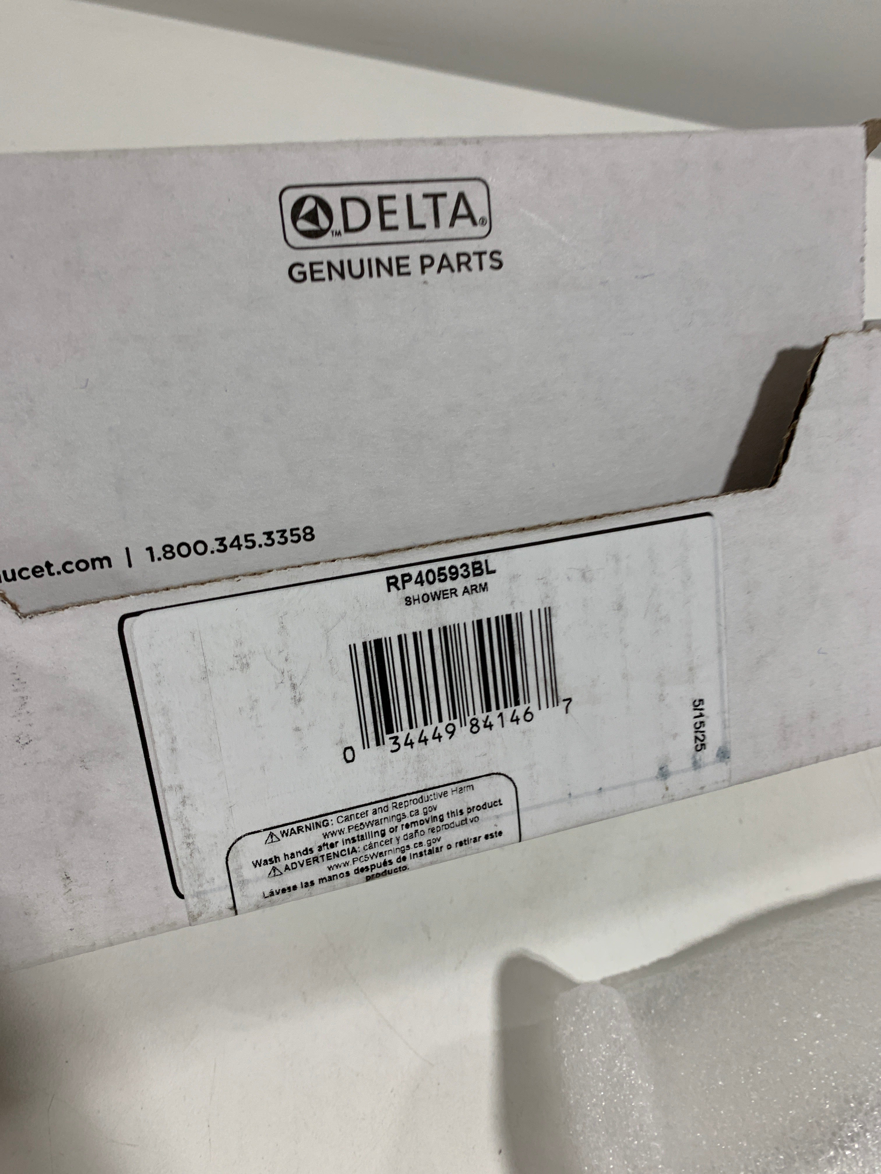Delta RP40593 7’’ Wall Mounted Shower Arm Matte Black - *Plumbing