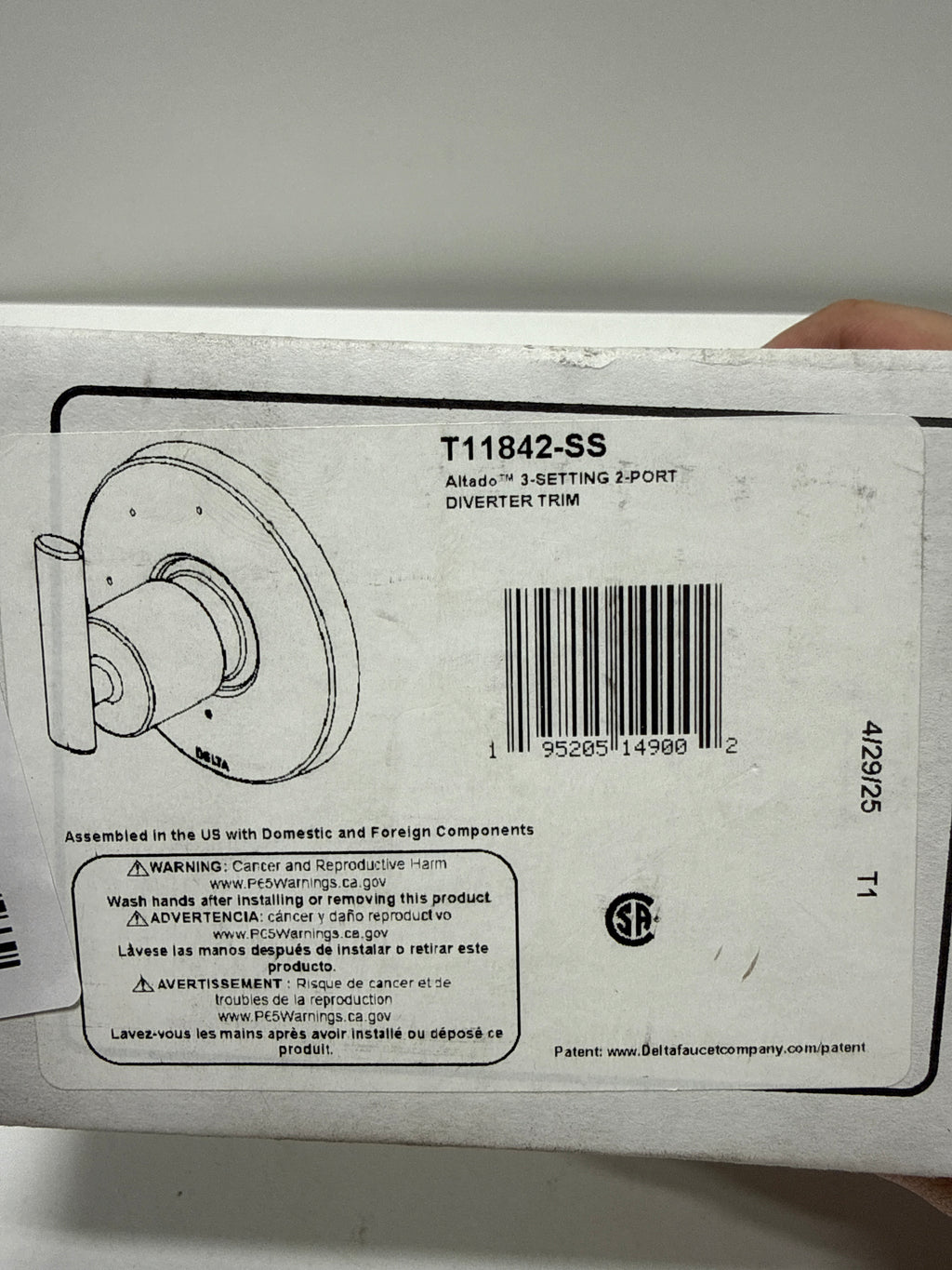 Delta T11842 Altado Three Function Diverter Valve Trim Less Rough-in Valve - Two Independent Positions
