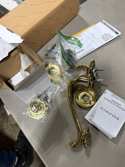 Scratch Baldwin 85315.ENTR Logan Sectional Single Cylinder Keyed Entry Handleset with 5015 Interior Knob from the Estate Collection Lifetime Polished Brass