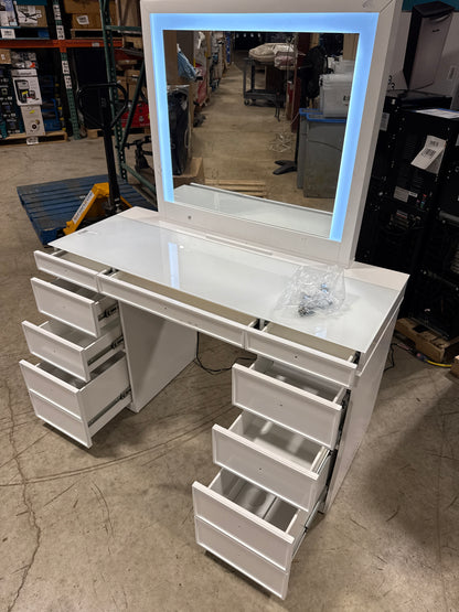 Used See Dec Tresanti Alexandra Vanity Table with LED Lighted Mirror