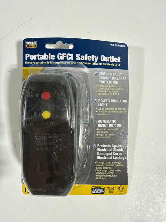 Voltec 15 Amp Black Grounded Outlet Adapter Nema 5-15P 5-15R