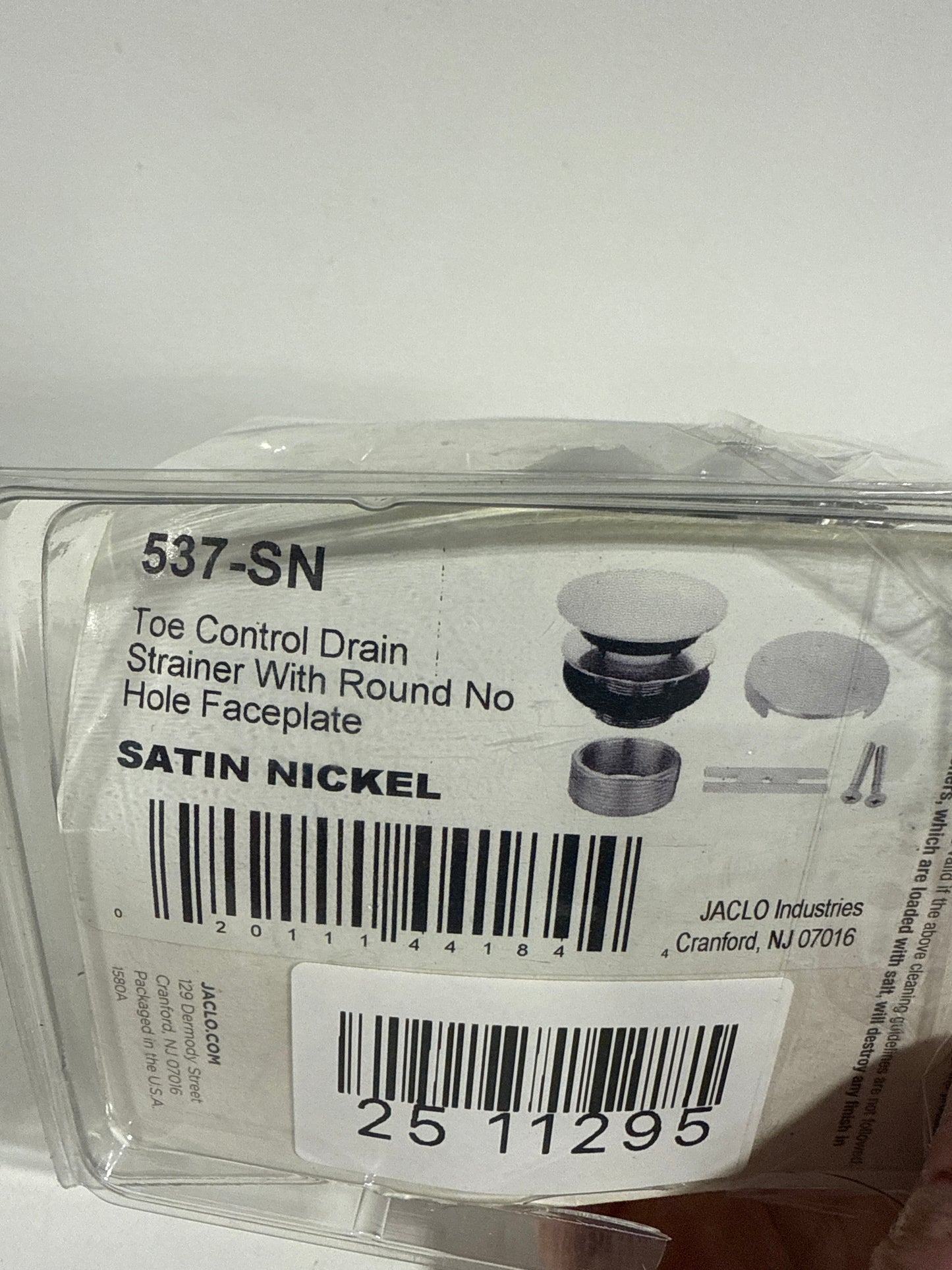 Jaclo 537-SN RD Toe Control Drain with No Hole FP Satin Nickel - *Plumbing
