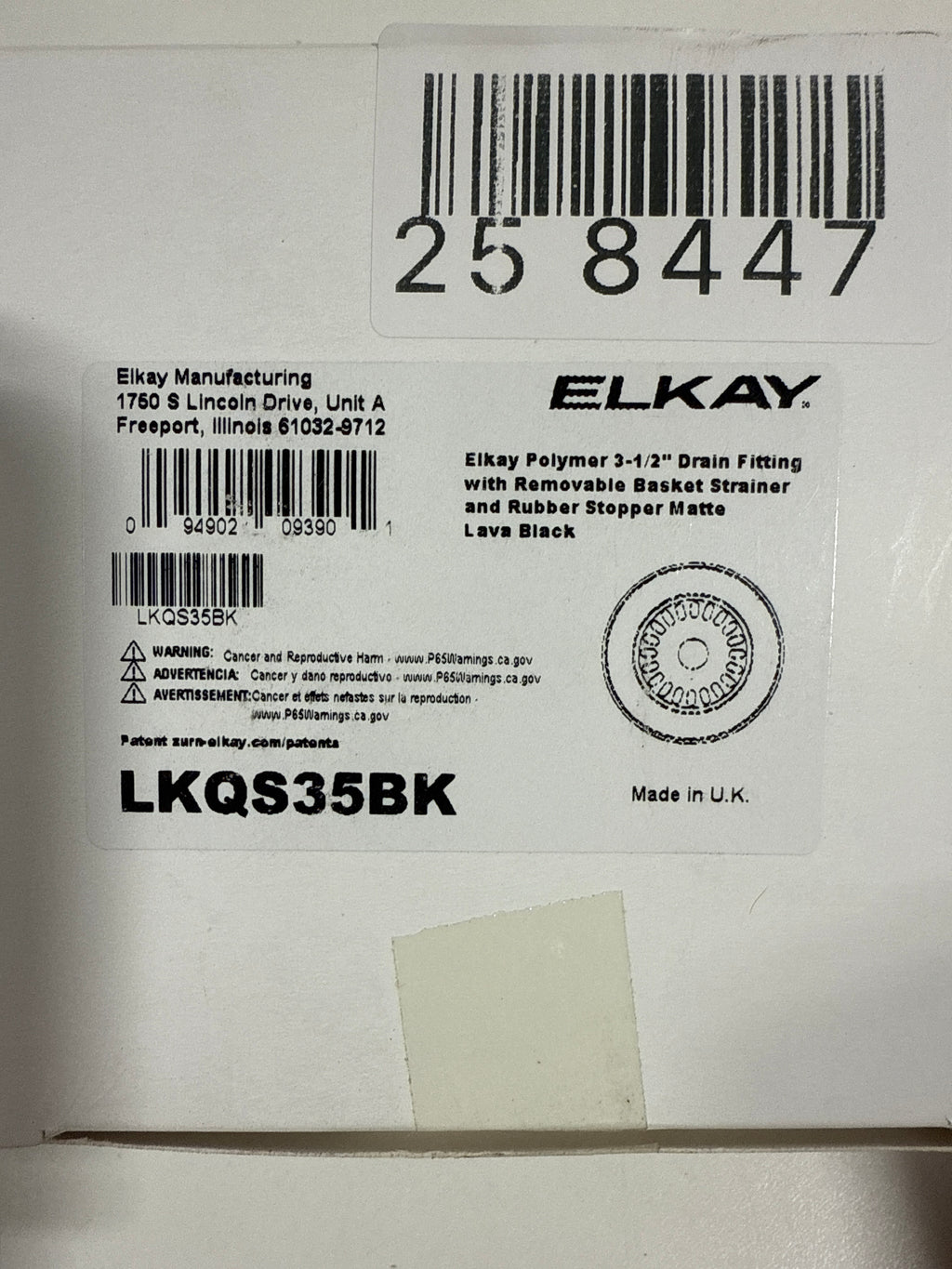 Elkay Polymer Drain Fitting for 3-1/2 in. Sink Drain Opening in Black - *Plumbing