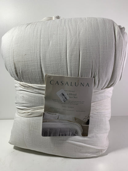 Full/Queen Heavyweight Linen Blend Comforter & Sham Set White - Casalun