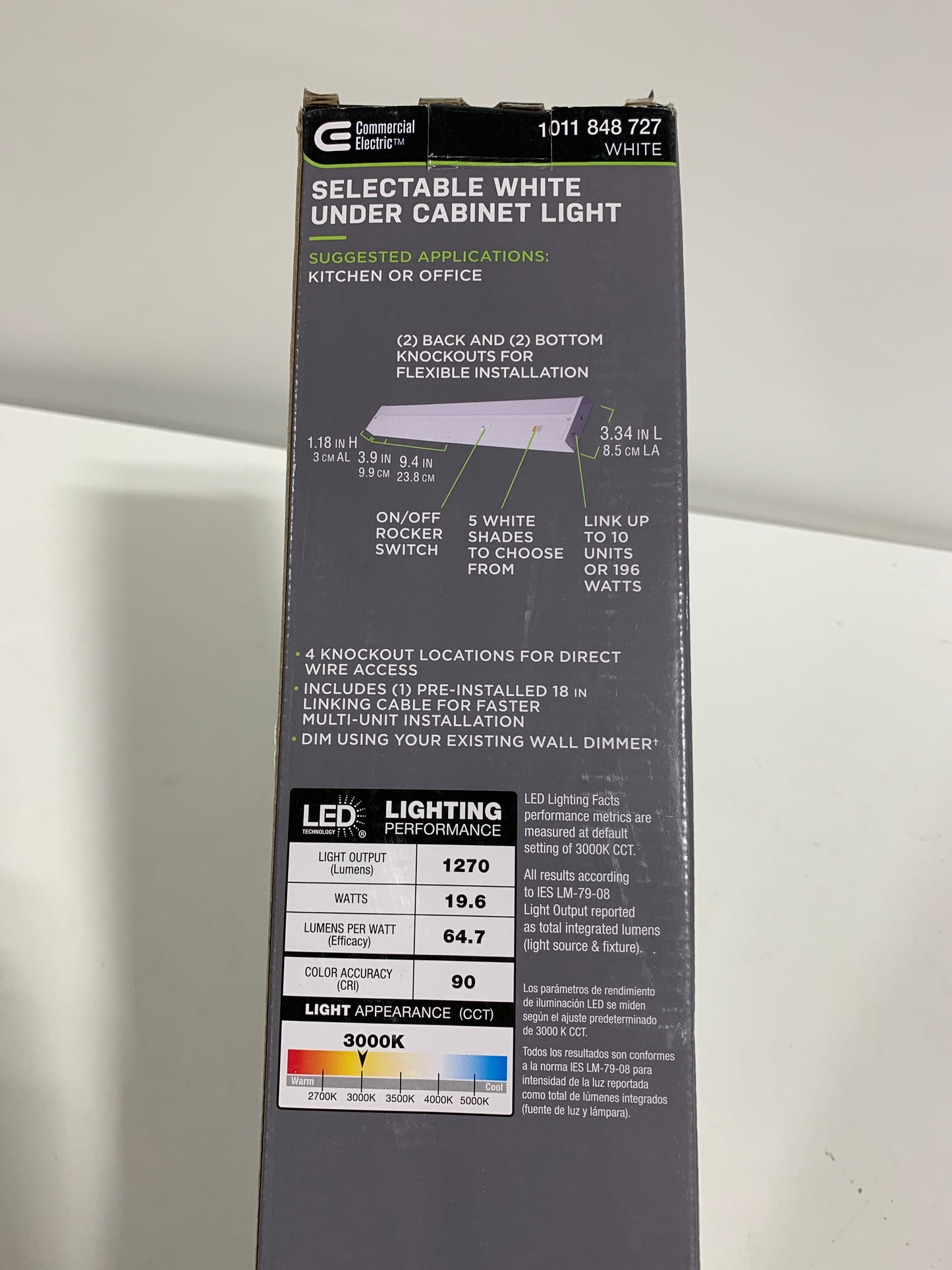 24 in. Hardwired White Integrated LED 5 CCT Linkable Under Cabinet Light